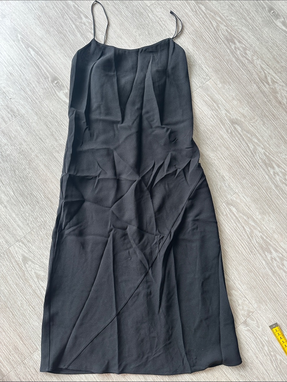 Aritzia Black Midi Slip Dress with Spaghetti Straps